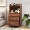 Walnut Engineered Wood Tall Storage Dresser with Shelves and Drawers